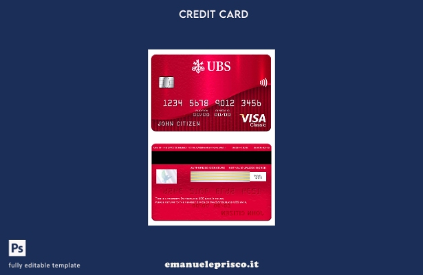 stile verificato Modello di carta classica per visto bancario Svizzera UBS
